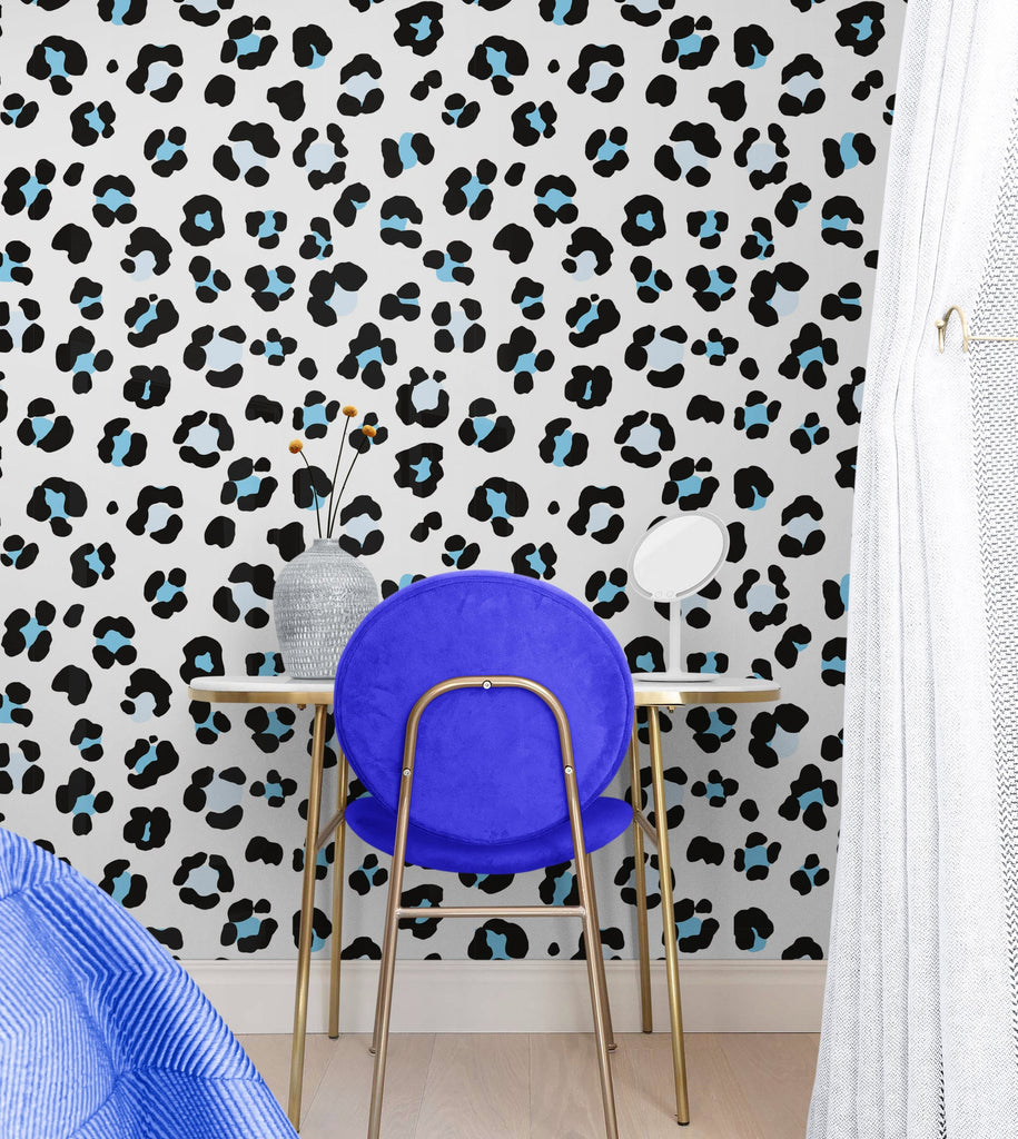 Blue Leopard Print Wall Stickers