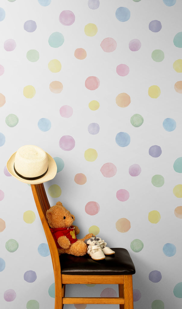 Rainbow Watercolour Polka Dot Wall Stickers