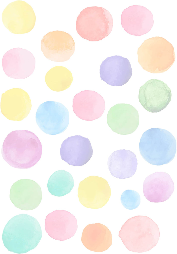 Rainbow Watercolour Polka Dot Wall Stickers