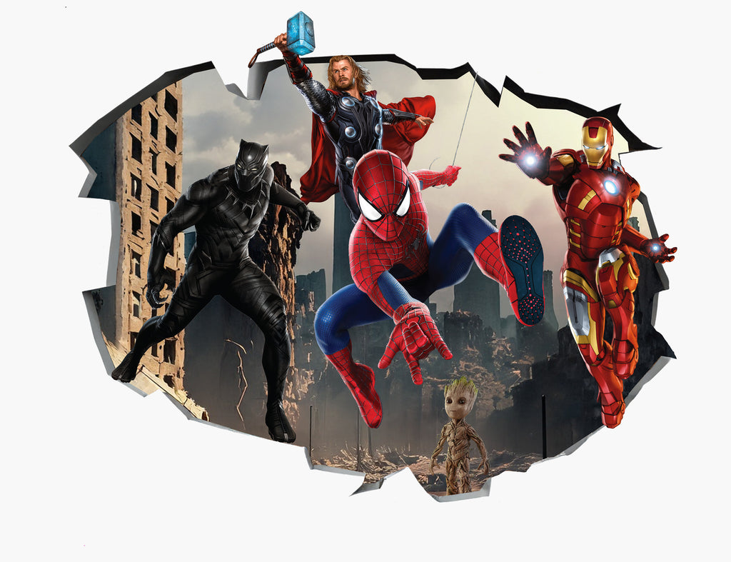 Superhero's Spiderman and Friends Wall Sticker