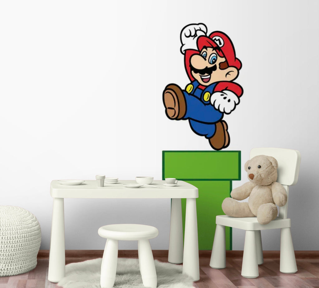Giant Super Mario and Green Pipe Wall Sticker
