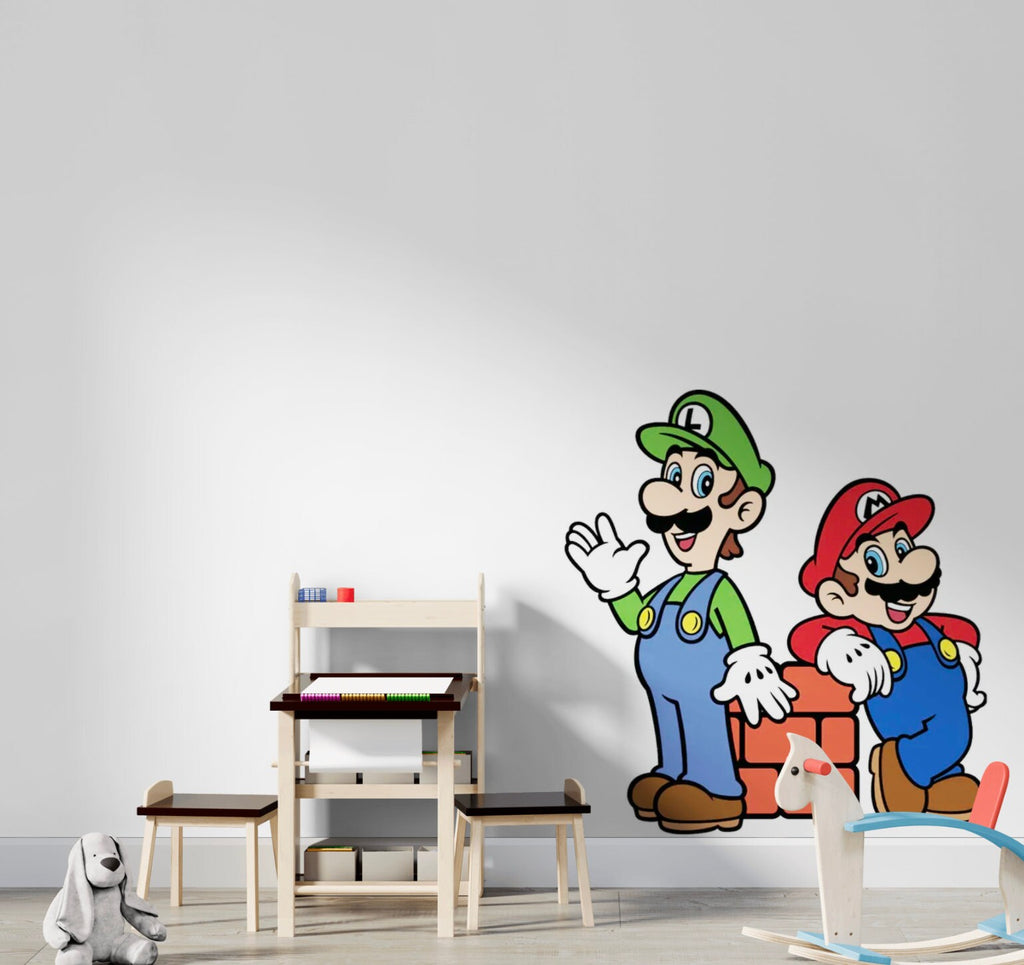 Mario and Luigi Wall Sticker, Mario and Luigi Bedroom wall sticker, Kids Character Wall Stickers, Games Room Wall Stickers
