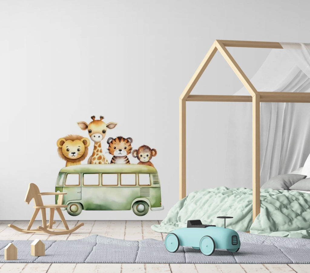 Safari Animal Wall Stickers, Safari Wall Decals, Safari Bus Wall Stickers, Safari Adventure Wall Stickers, Safari Bus Decor, Nursery Decor