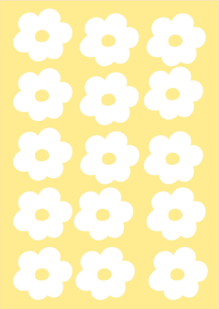 Daisy Wall Stickers (Yellow), Peel and Stick Wall Stickers, Quick Daisy Bedroom Makeover