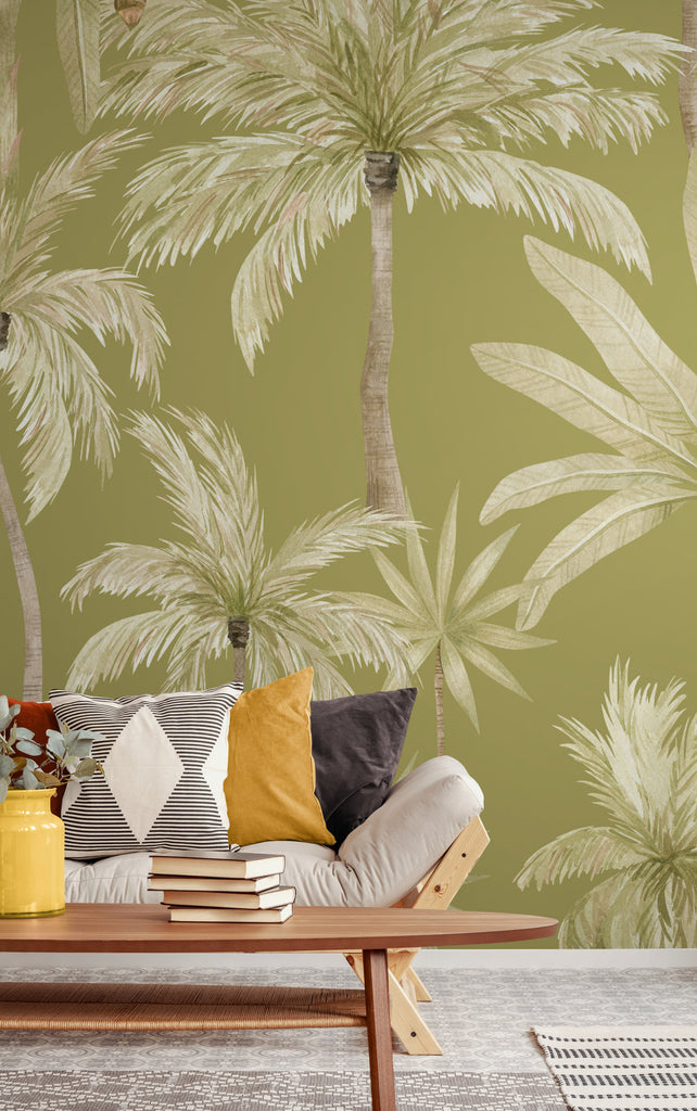 Palm Wallpaper, Tree Wallpaper, Exotic Wallpaper, Pre Paste Wallpaper, Removable Wallpaper
