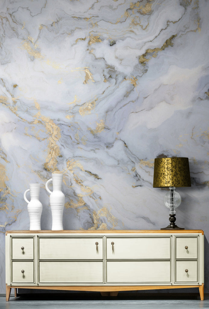 Gold Lilac Marble Wallpaper, Marble Effect Wallpaper, Pre Paste Wallpaper, Removable Wallpaper, Luxury Wallpaper