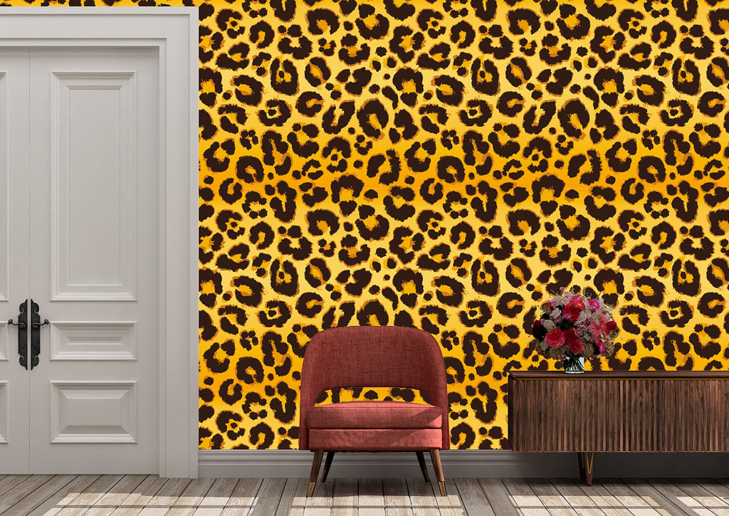 Leopard Print Wallpaper, Animal Wallpaper, Leopard Wallpaper, Pre Paste Wallpaper, Removable Wallpaper