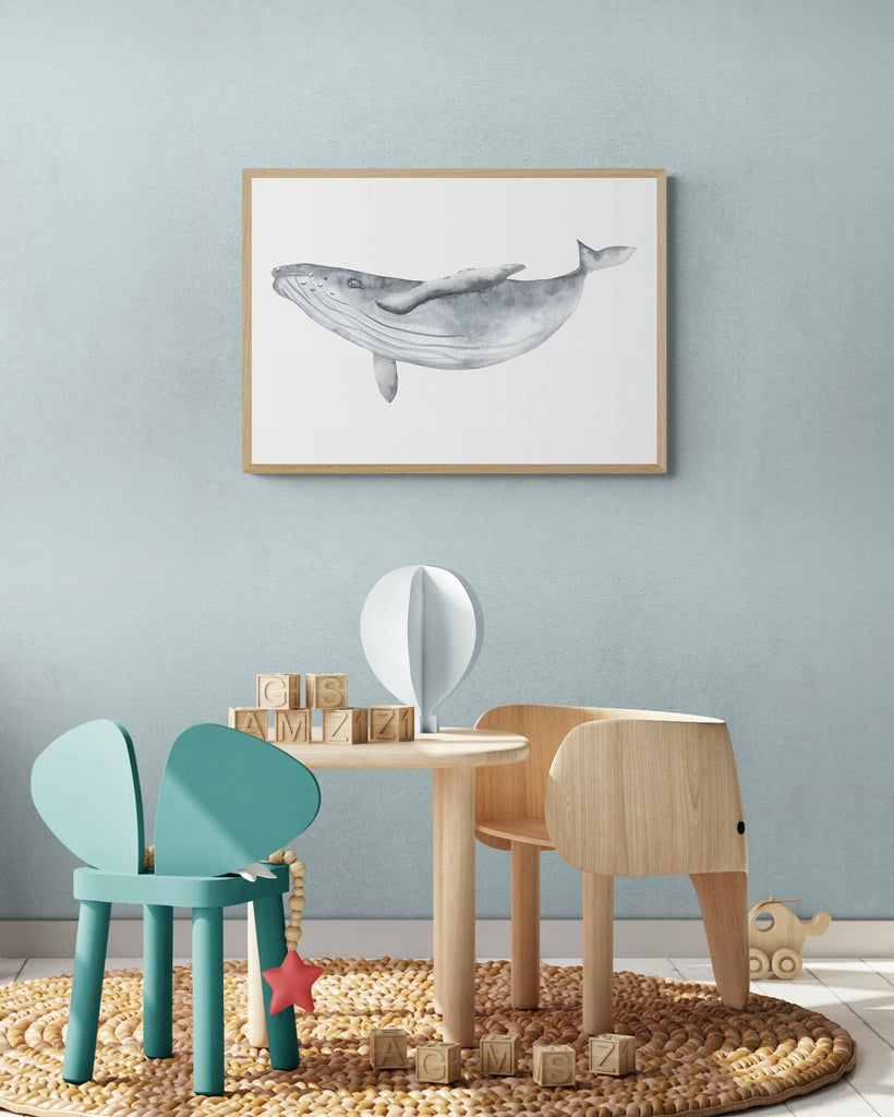 Humpback Whale Art Print, Wall Prints, Living Room Art, Illustrated Wall Art, Bedroom Art, Kitchen Art, Art Prints, Nursery Art