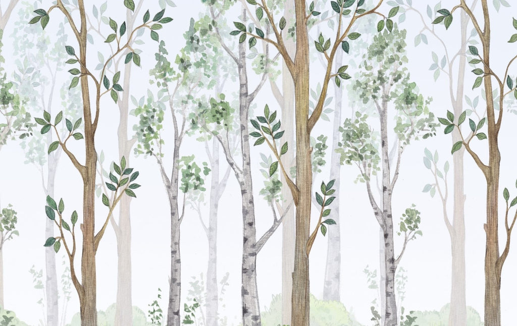 Watercolour woodland nursery Wallpaper, Woodland Wallpaper, Pre Paste Wallpaper, Nursery Decor, Peel and Stick, Bedroom wall Decor