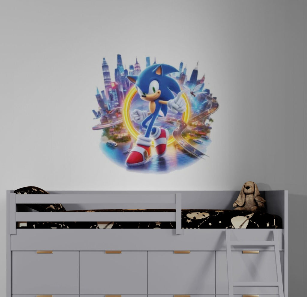 Sonic Wall Decal, Sonic Wall Sticker, Breakthrough Wall Art, Smash through Wall Art, Sonic Bedroom, Sonic wall decor, wall sticker