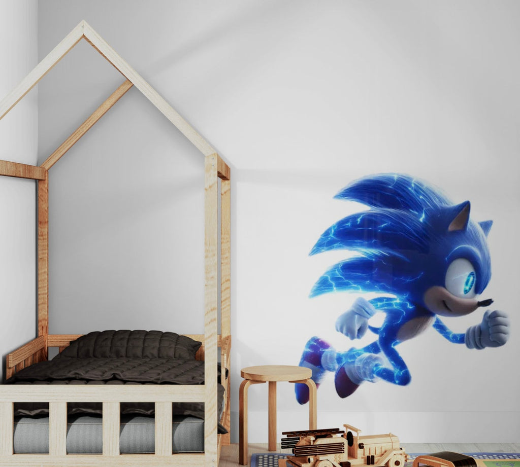 Sonic Wall Sticker, Bedroom wall sticker, Nursery Wall Sticker, Sonic, Sonic sticker, Kids Character Bedroom
